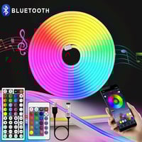 RGB Neon LED Strip Waterproof Flexible Ribbon Tape Neon Lights with App 44key Remote Control 