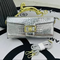 Silver Luxury Gold Handle Handbag