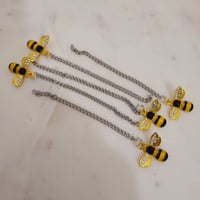 Image 3 of 5 Pieces GOLD Bee charm Tassel DIY Crafts Making Supplies - Wholesale Metal Chain Tassels 