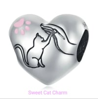 Image 4 of Cat Lovers Charms Series Hearts ( real 925 Sterling Silver)