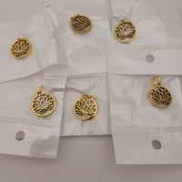 Image 2 of Gold Lotus 6pcs/lot Lotus Pendant Charms Accessory for DIY Jewelry Necklace 