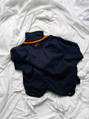 Agnes B. Line Zip Sweater Navy Orange - Size M
