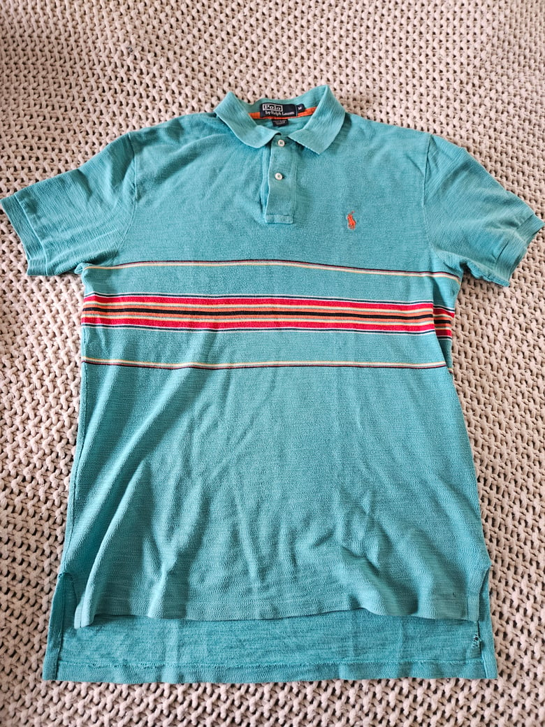 Image of Ralph Lauren Polo Shirt "Teal/Red"