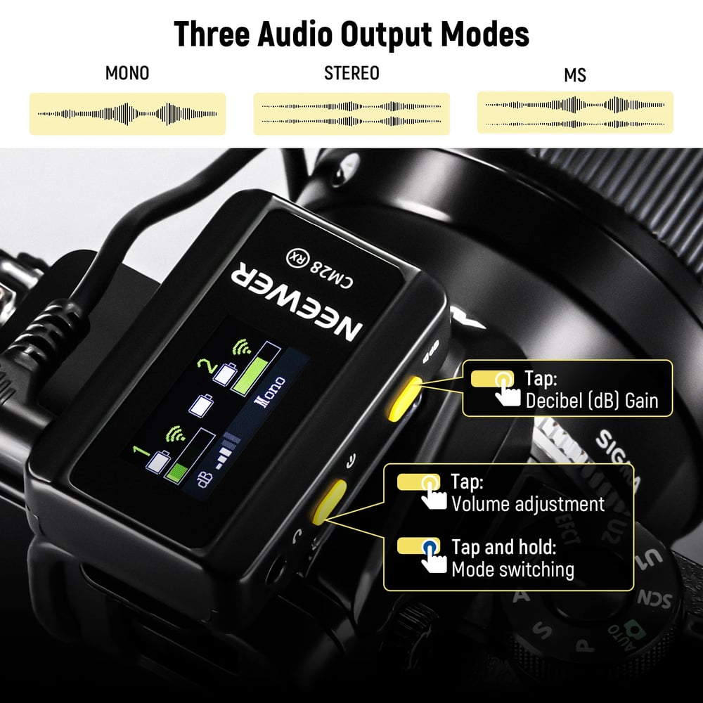 NEEWER CM28 Wireless Lavalier Microphone with Charging Case 1 Click Noise Canceling Audio Lapel Mic 