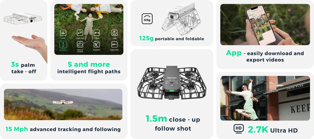 HOVERAir X1 Self Flying Camera Pocket Sized Drone HDR Video Capture Palm Takeoff Intelligent Flight
