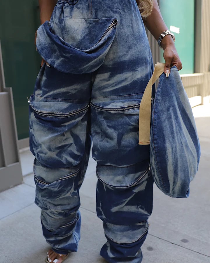 Image of Denim Pants Set w/Bag