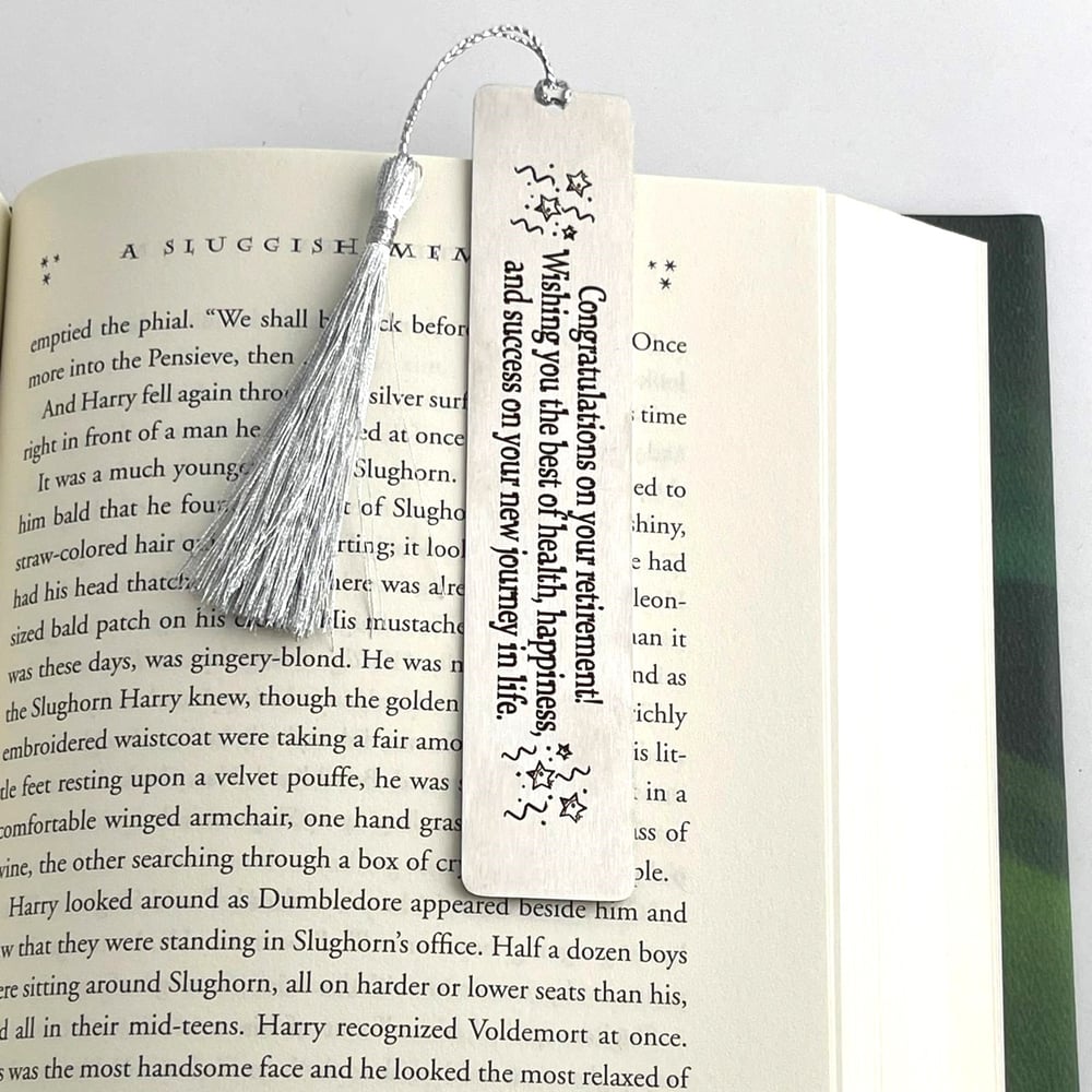 Image of Congratulations on retirement bookmark for Women & Men. Coworker Gifts.