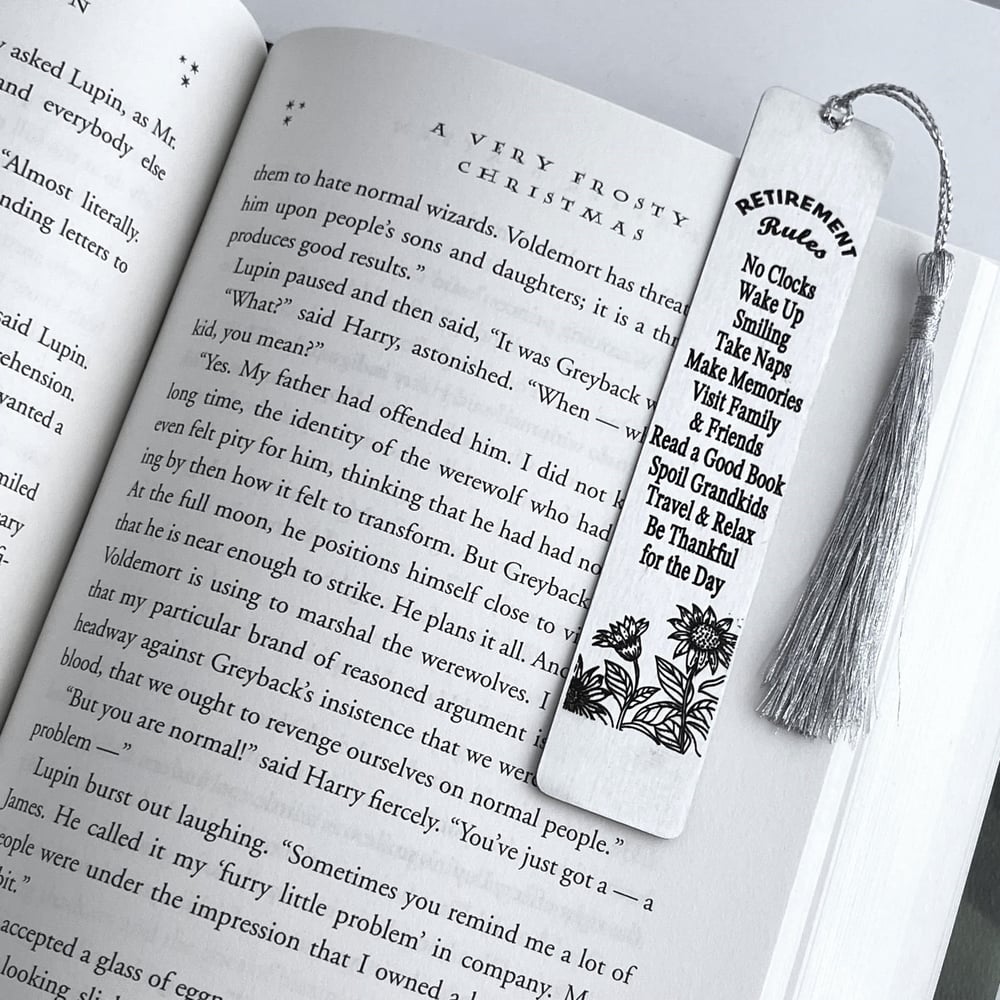 Image of Retirement rules FUNNY bookmark - No Clocks, Wake up smiling, Take Naps, Make Memories ...