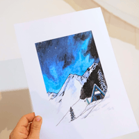 Image 1 of Winter Mountain Cabin - art print