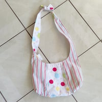 Image 1 of Bubbles and Strips - Child's Sling Bag Reversible