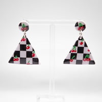 Image 1 of Checkered Cherry Triangle Earrings