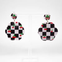 Image 1 of Checkered Cherry Blossom Earrings