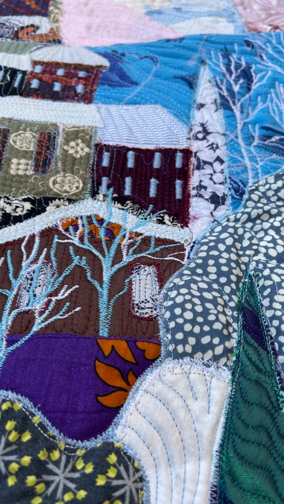 Elsa's Castle - art quilt painting, 77х45 cm Image 11