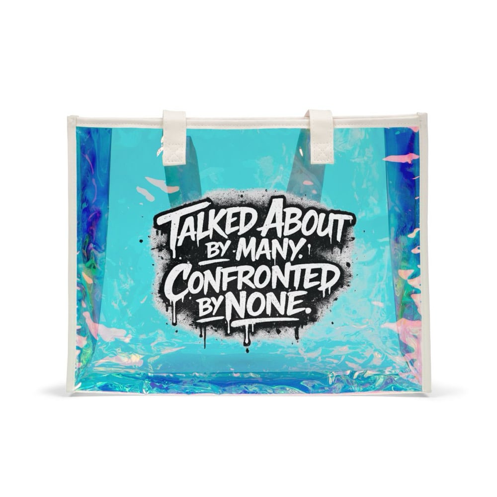 Image of Talked about by many Holographic Beach Tote Bag — Iridescent Clear Pool & Summer Party Bag