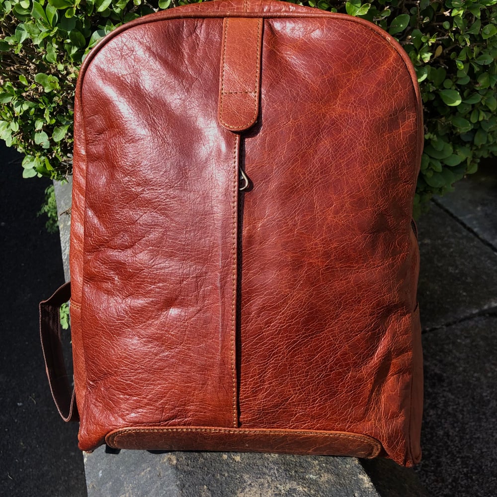 Image of Handmade Leather Backpack - Chestnut Buffalo #D