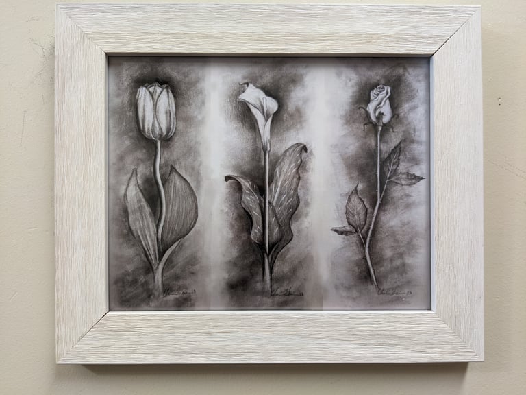 Three Flowers 11x14in. Image 3