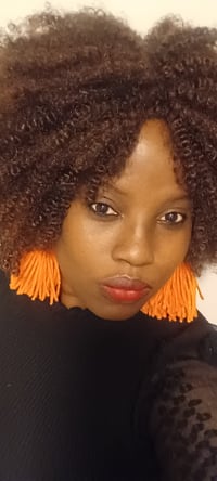 Image 3 of Lollipop Orange Tassel Earrings Female Elegant Fabric | Lady Temitope Signature Collection