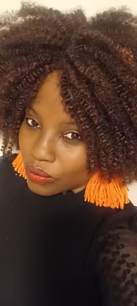 Image 5 of Lollipop Orange Tassel Earrings Female Elegant Fabric | Lady Temitope Signature Collection