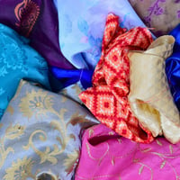 Image 4 of Mixed Sari Silk Remnants Fabric Bundle 10 Pieces