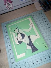Image 2 of Minty Teal [Canvas stencil painting.]