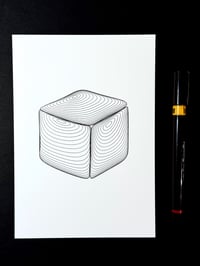 Image 3 of Cube Blob — 5x7" pen plot