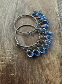 Image 2 of Blue Kyanite Sterling Silver Hoops / n.123