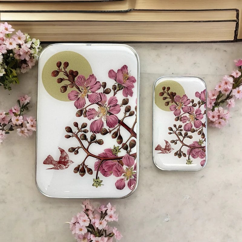 Image of Cherry Blossom & Swallows Notions tin