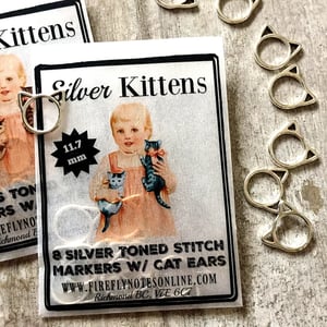 Image of Silver Kitten Stitch Markers