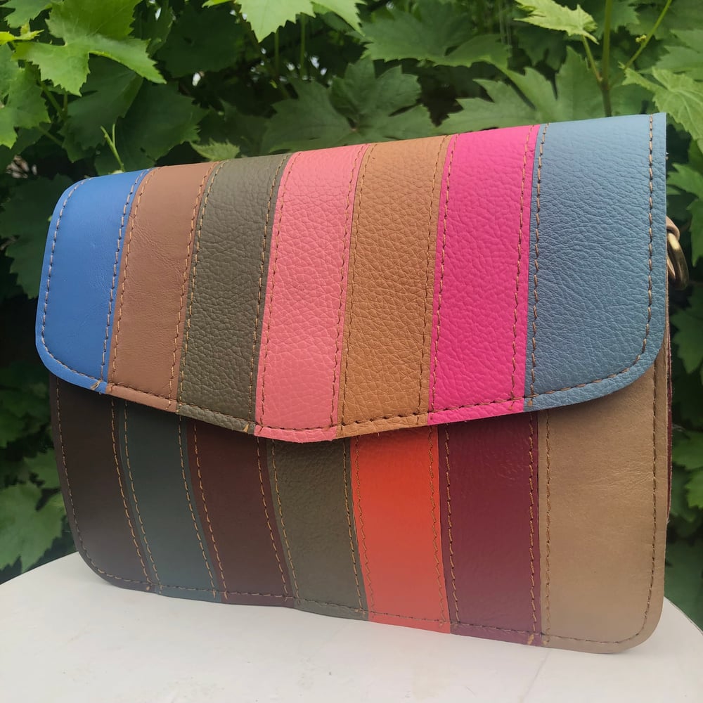 Image of Harlequin Collection - Recycled Leather Multicoloured Stripe -#33A