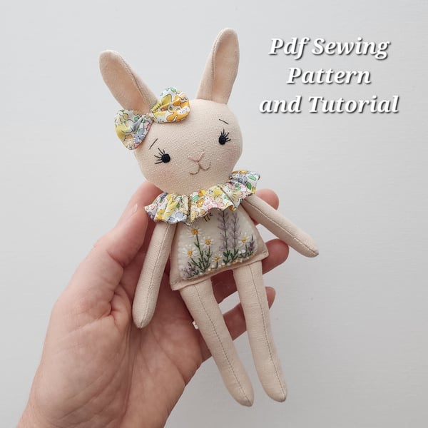 Image of Mini Embroidered Bunny Doll Pattern