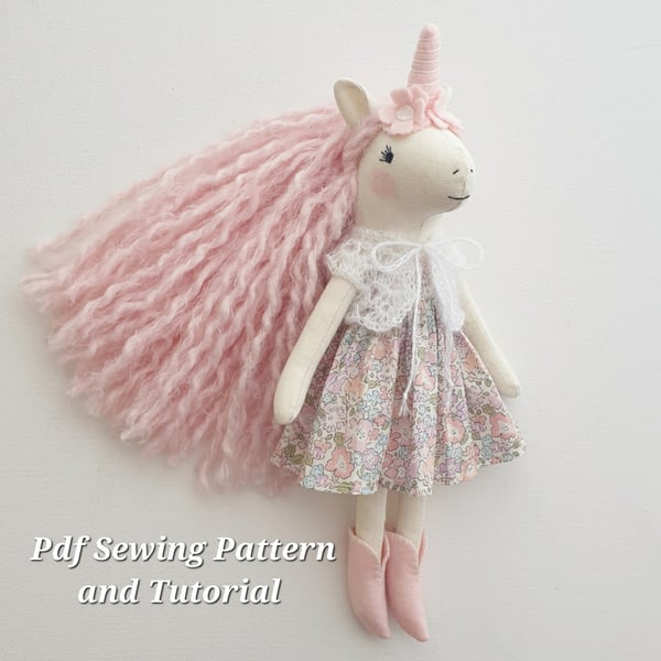 Image of Unicorn Doll Sewing Pattern - Digital PDF