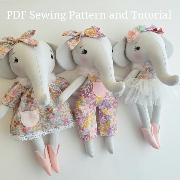 Image of Elephant Doll PDF Sewing Pattern