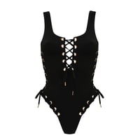 Image 1 of HMBD BLACK EYELETS LACED SWIMSUIT