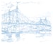 Image of Albert Bridge Blue / Colour pencil drawing.