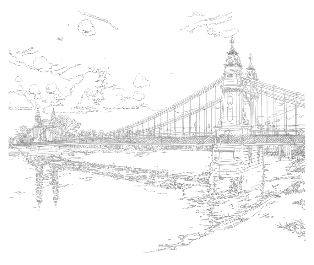 Image of H.B. / Hammersmith Bridge / Pencil drawing.