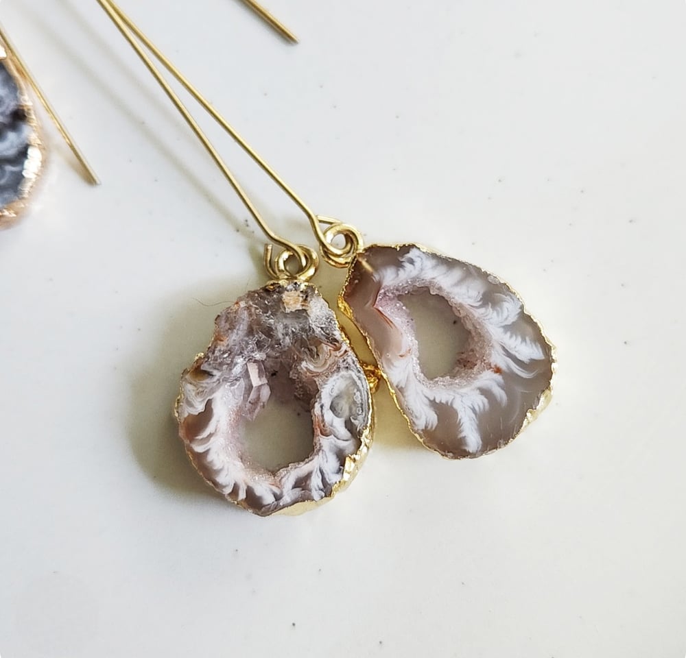 Image of Agate Slice Earrings 