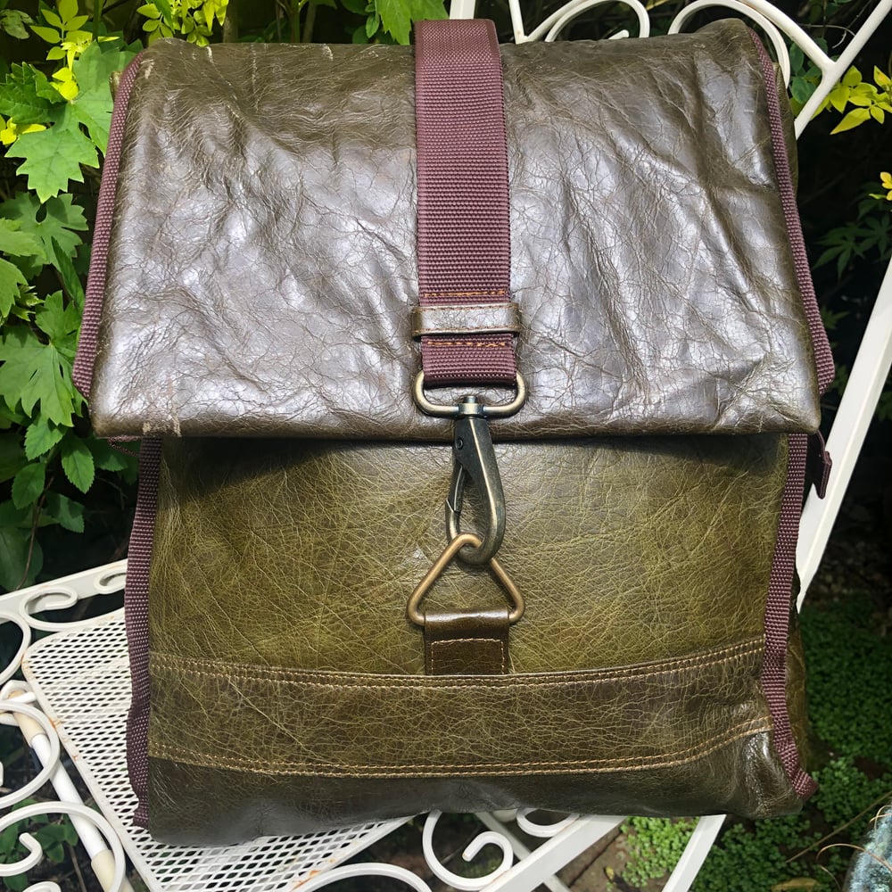 Image of Handmade Leather Buffalo Backpack/Baby Bag  - green
