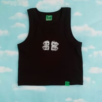Image 2 of "Eyes" Logo Cropped Tank Top [B&W]