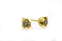 Image 2 of Contemporary 4-claw cognac coloured diamond studs in 18ct gold