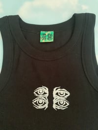 Image 4 of "Eyes" Logo Cropped Tank Top [B&W]