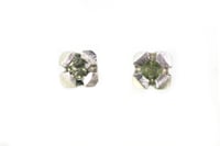 Image 1 of Contemporary 4-claw Green Sapphire studs in sterling silver