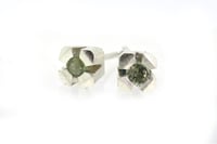 Image 2 of Contemporary 4-claw Green Sapphire studs in sterling silver