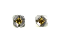 Image 1 of Contemporary 4-claw Yellow Sapphire studs in sterling silver