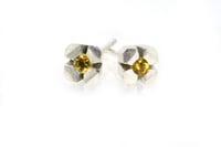 Image 2 of Contemporary 4-claw Yellow Sapphire studs in sterling silver