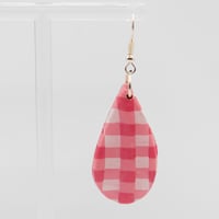 Image 2 of Pink Gingham Teardrop Earrings