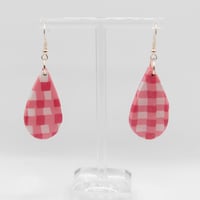 Image 1 of Pink Gingham Teardrop Earrings