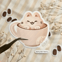 Image 3 of Catpuccino Time | Glossy Vinyl Stickers | coffee latte mocha cat cute art