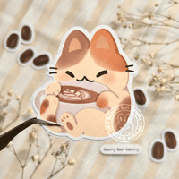 Image 2 of Catpuccino Time | Glossy Vinyl Stickers | coffee latte mocha cat cute art
