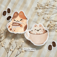 Image 1 of Catpuccino Time | Glossy Vinyl Stickers | coffee latte mocha cat cute art