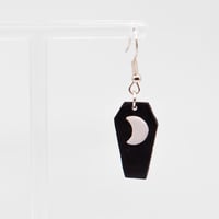 Image 2 of Black & White Moon Coffin Earrings